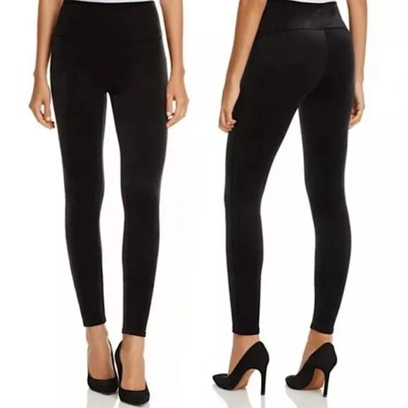 Spanx Velvet Velour Black Skinny Pull On Stretchy Pant Leggings Size Small - Picture 1 of 12